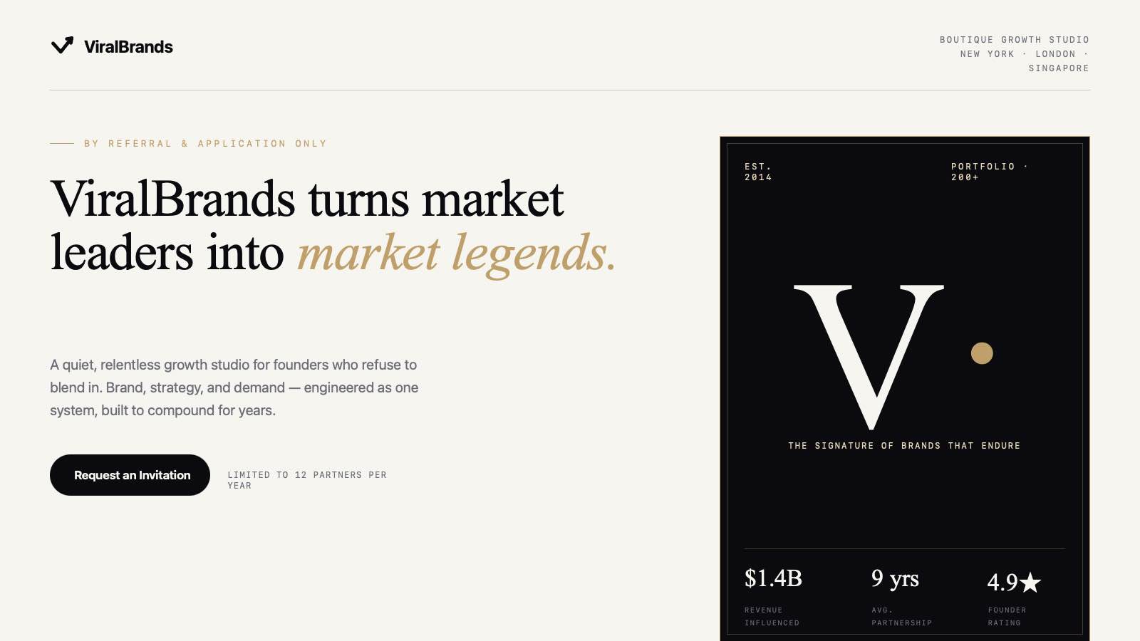 Viral Brands — Minimal Luxury Corporate direction